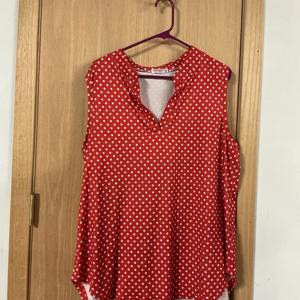 Alife Red and White Polka Dot Blouse